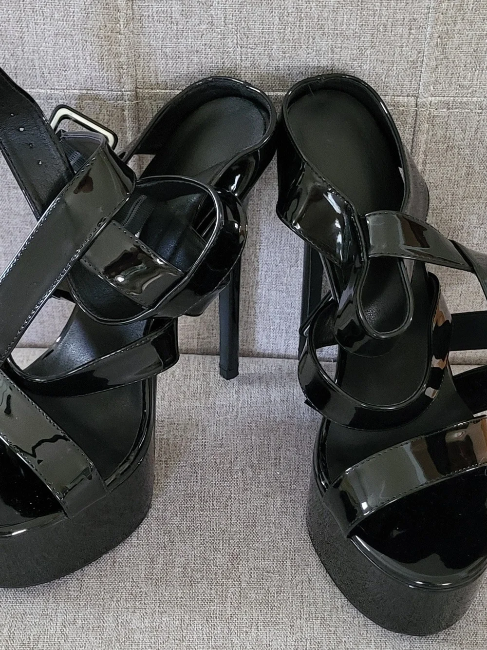 Black Pleaser Strappy Sandals